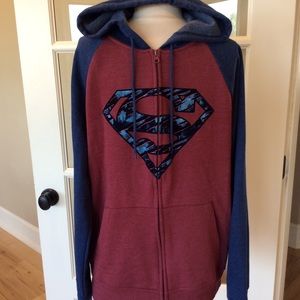 Superman jacket hoodie zip mens Medium 38 40 new